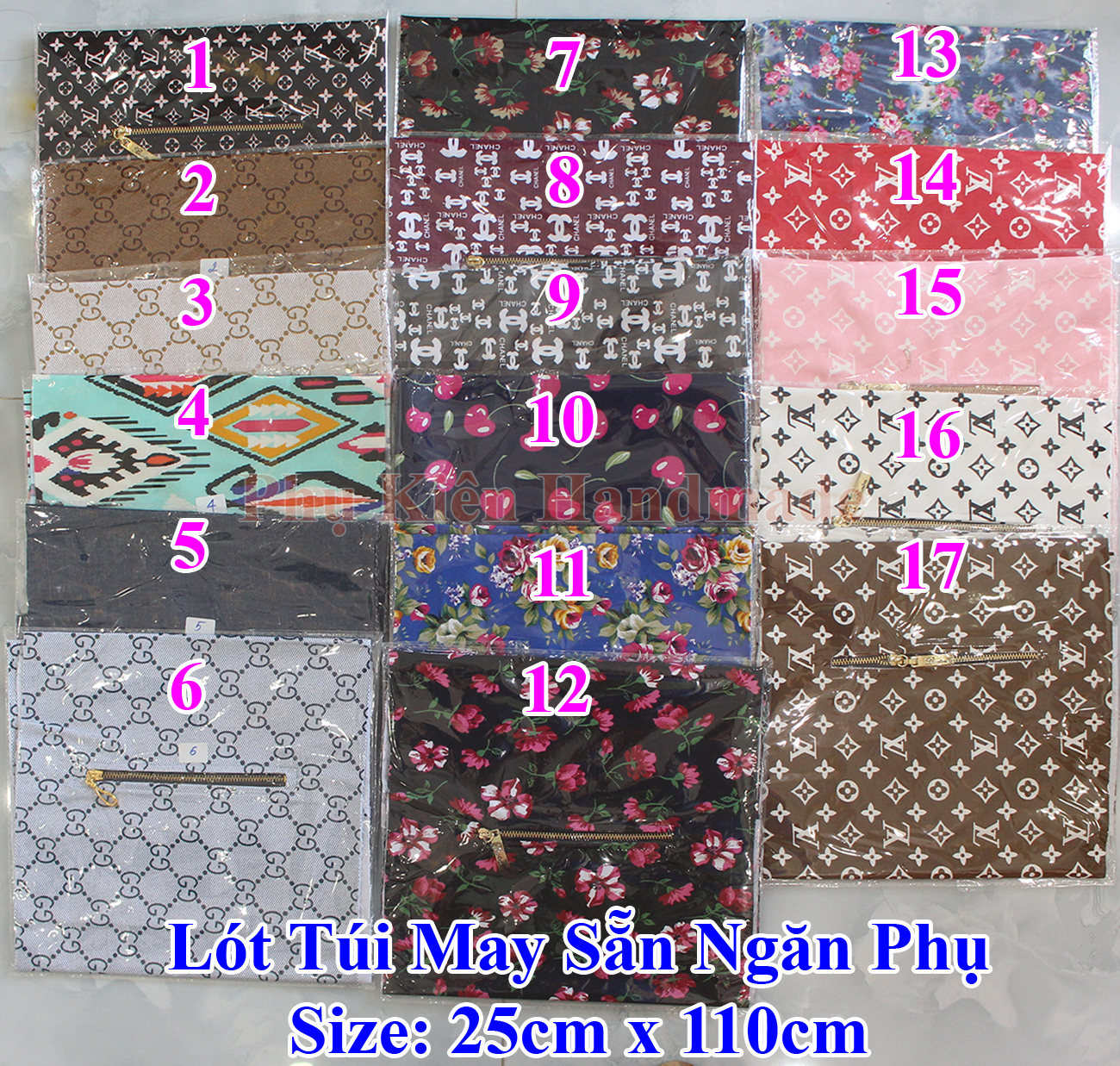 Lót túi may sẵn ngăn phụ