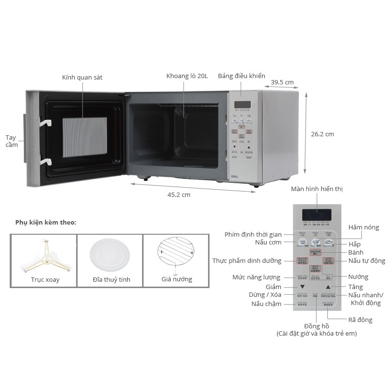 Lò vi sóng Sharp R-678VN(W) 20 lít có nướng Thái Lan (Giá áp dụng giao tại HN, HCM& các tỉnh liên hệ shop)
