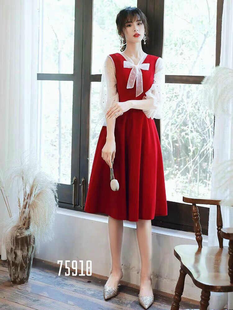Đầm tiểu thư phối nơ cực xinh cho phái nữ