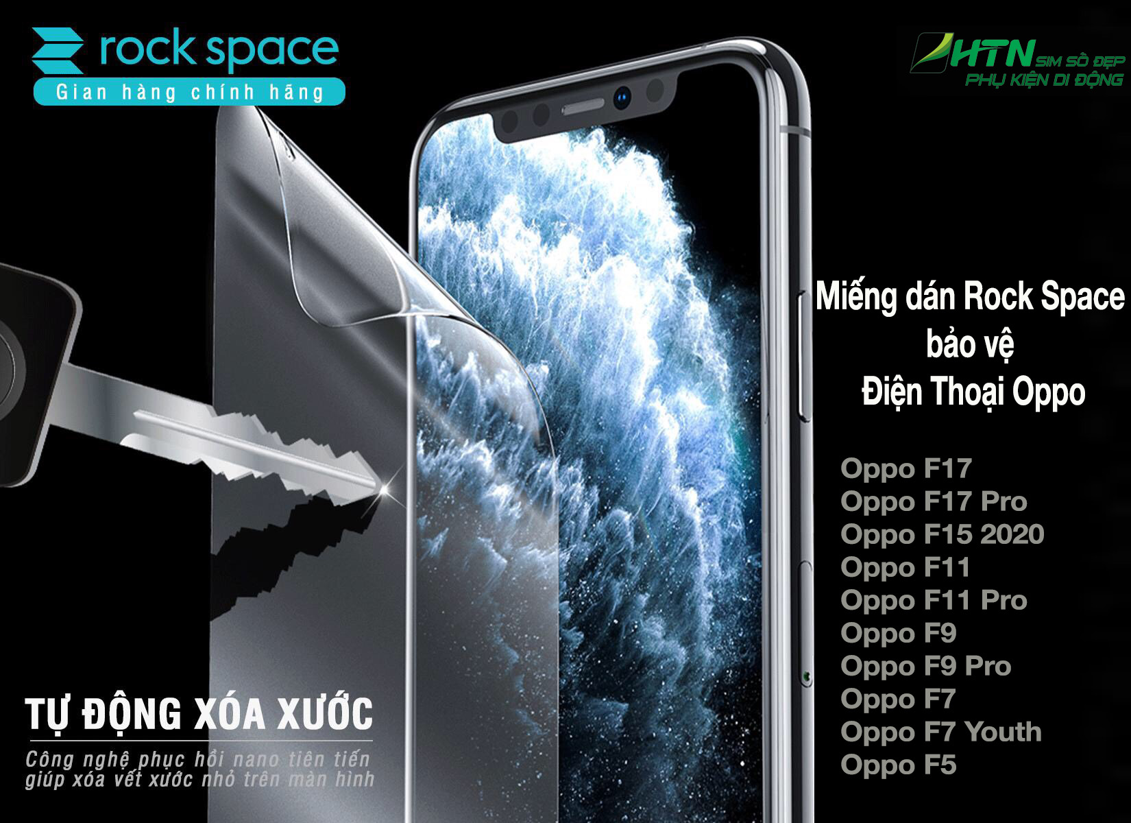 Miếng dán màn hình điện thoại oppo F17 F15 F11 F9 F7 F5 Youth Pro 2020 bảo vệ mắt, chống va đập và chống trầy xướt hydrogel chính hãng rock space