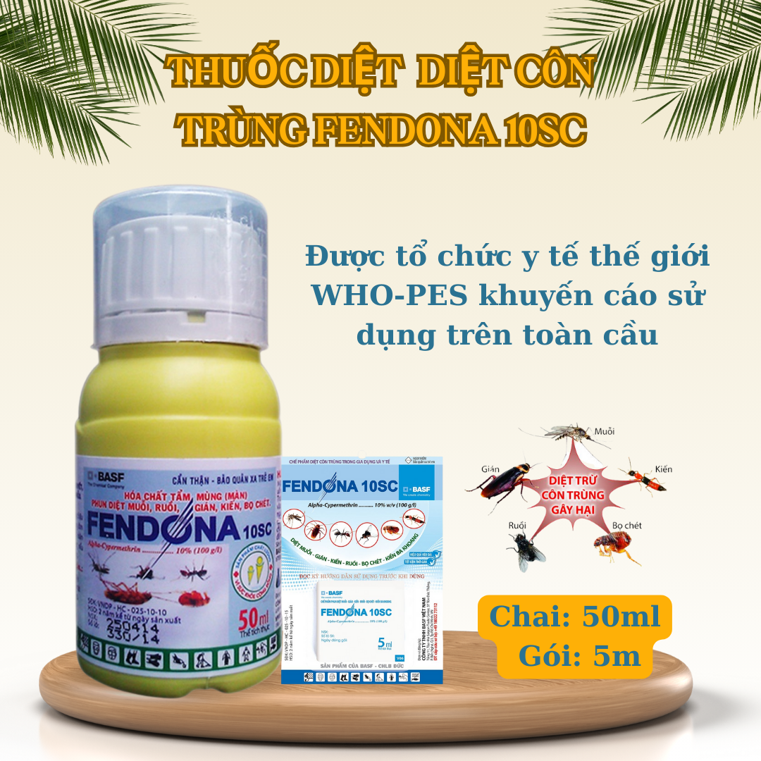 Chế phẩm diệt côn trùng Fendona 10SC 5ml, diệt ruồi muỗi kiến gián, côn trùng