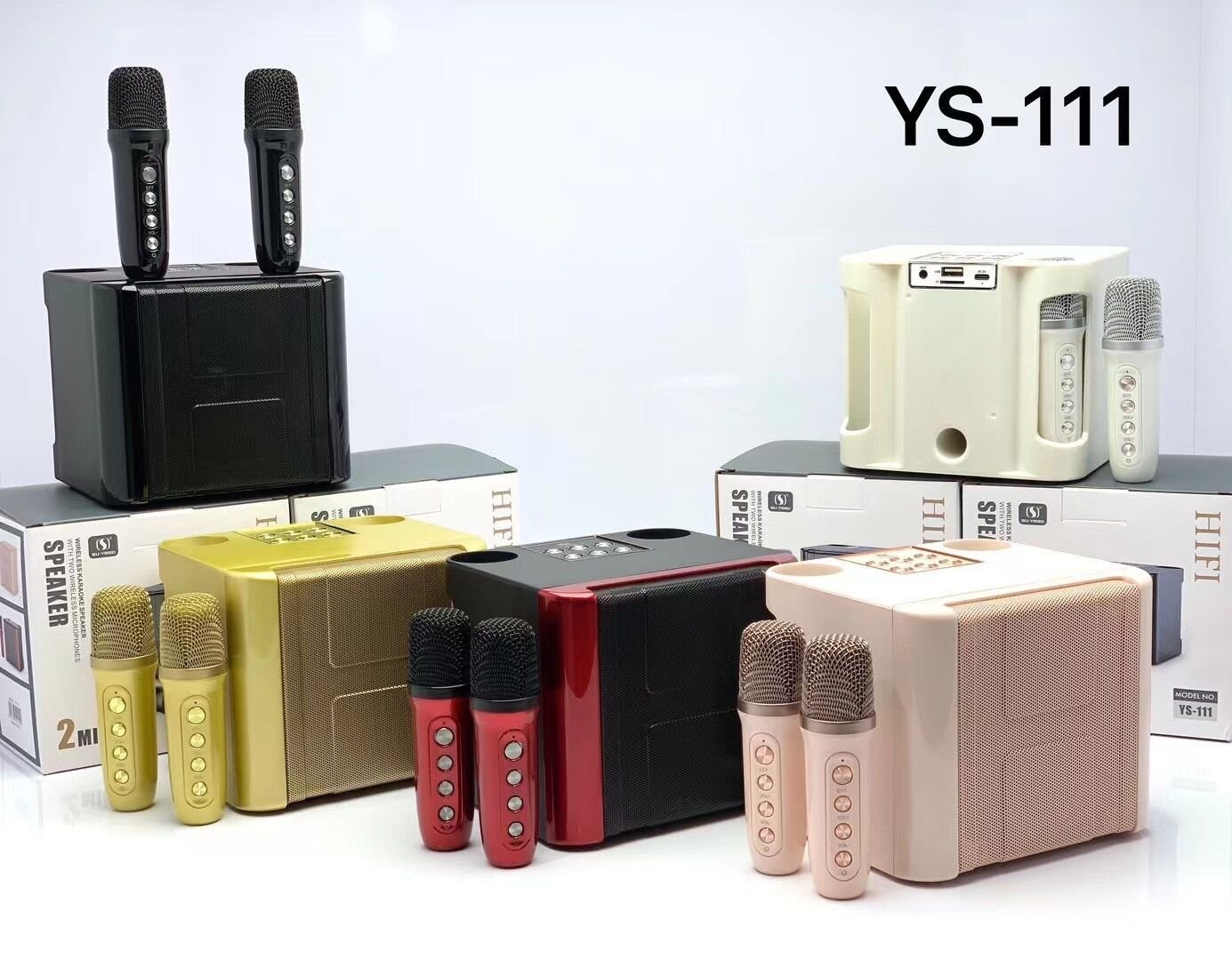 Loa karaoke YS-111 kèm 2 micro không dây chất lượng cao ,Loa kẹo kéo,Loa karaoke mini ,loa công suất lớn,Loa bluetooth, Loa karaoke xách Tay