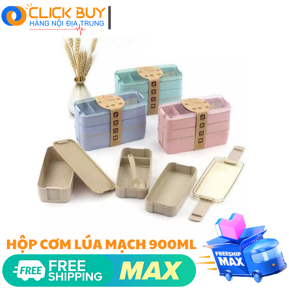 Hộp Cơm Lúa Mạch 3 Tầng Lunch Box Dung Tích 900ml