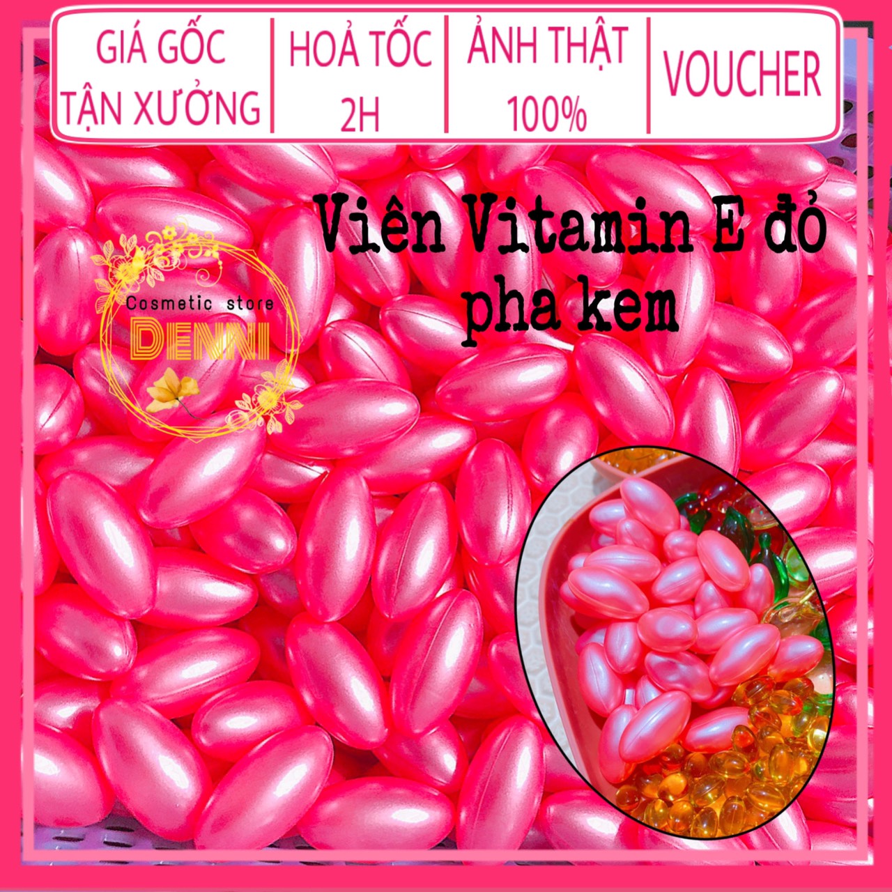 Set 10 viên E Hồng dưỡng da loại to - viên Vitamin E