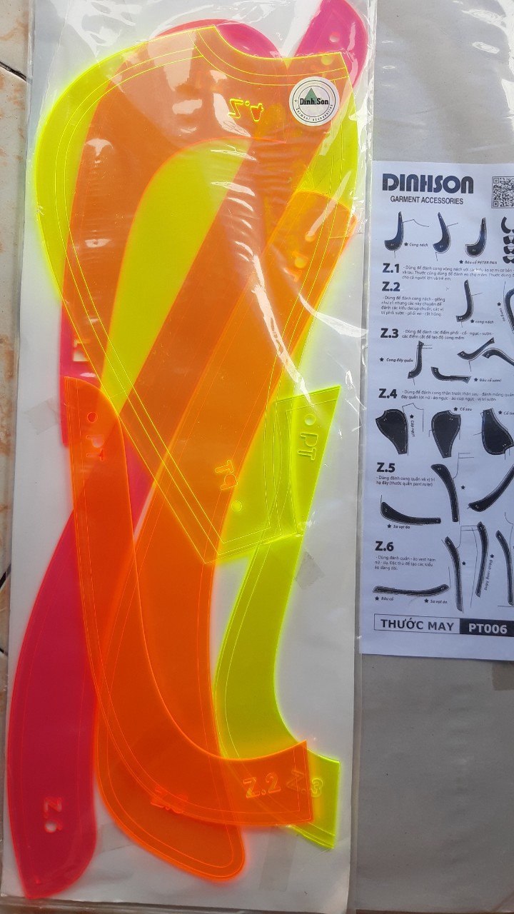 Bộ thước 6 cây sử dụng vẻ đường cong