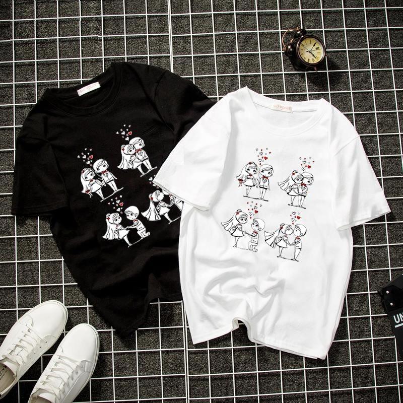 [Hoàn Tiền 15%] Áo thun unisex form rộng cặp đôi dễ thương vải dày mịn TEE1455