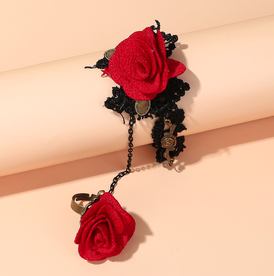 [HCM]Vòng tay choker 2 bông hồng đỏ phá cách