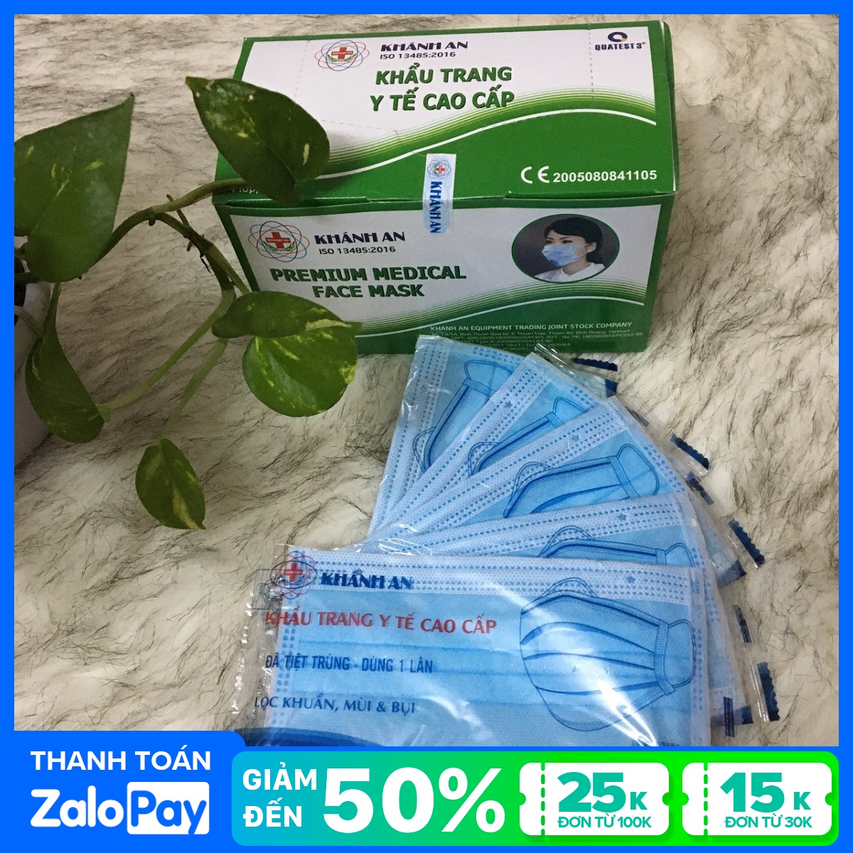 Khẩu trang y tế 4 lớp kháng khuẩn Khánh An tiệt trùng đựng 50 túi riêng