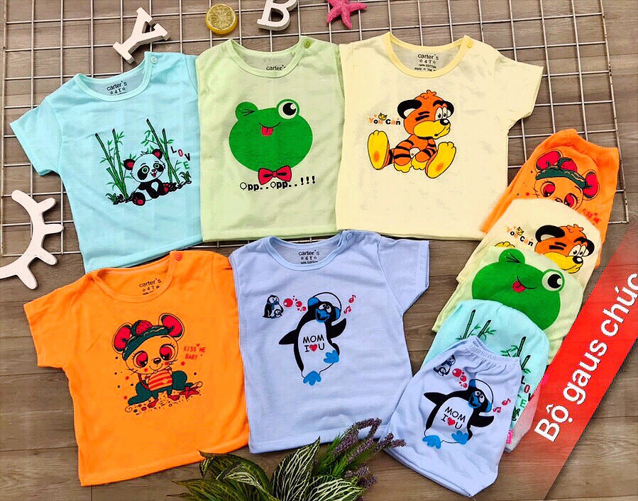 Set 5 bộ cộc tay hoạt hình cho bé