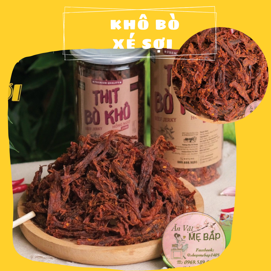 Khô bò sợi hồng ngự 200g - 100% thịt bò, không phẩm màu, không chất bảo quản - shop mẹ bắp