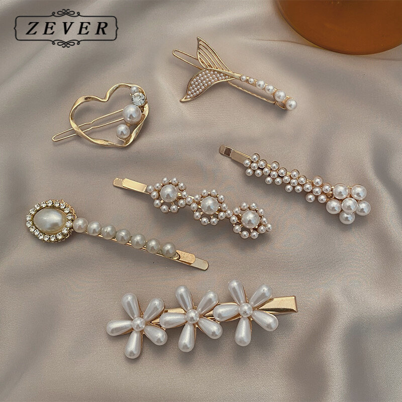 【ZEVER】Kẹp tóc ngọc trai nữ kiểu mới đơn giản nhẹ nhàng