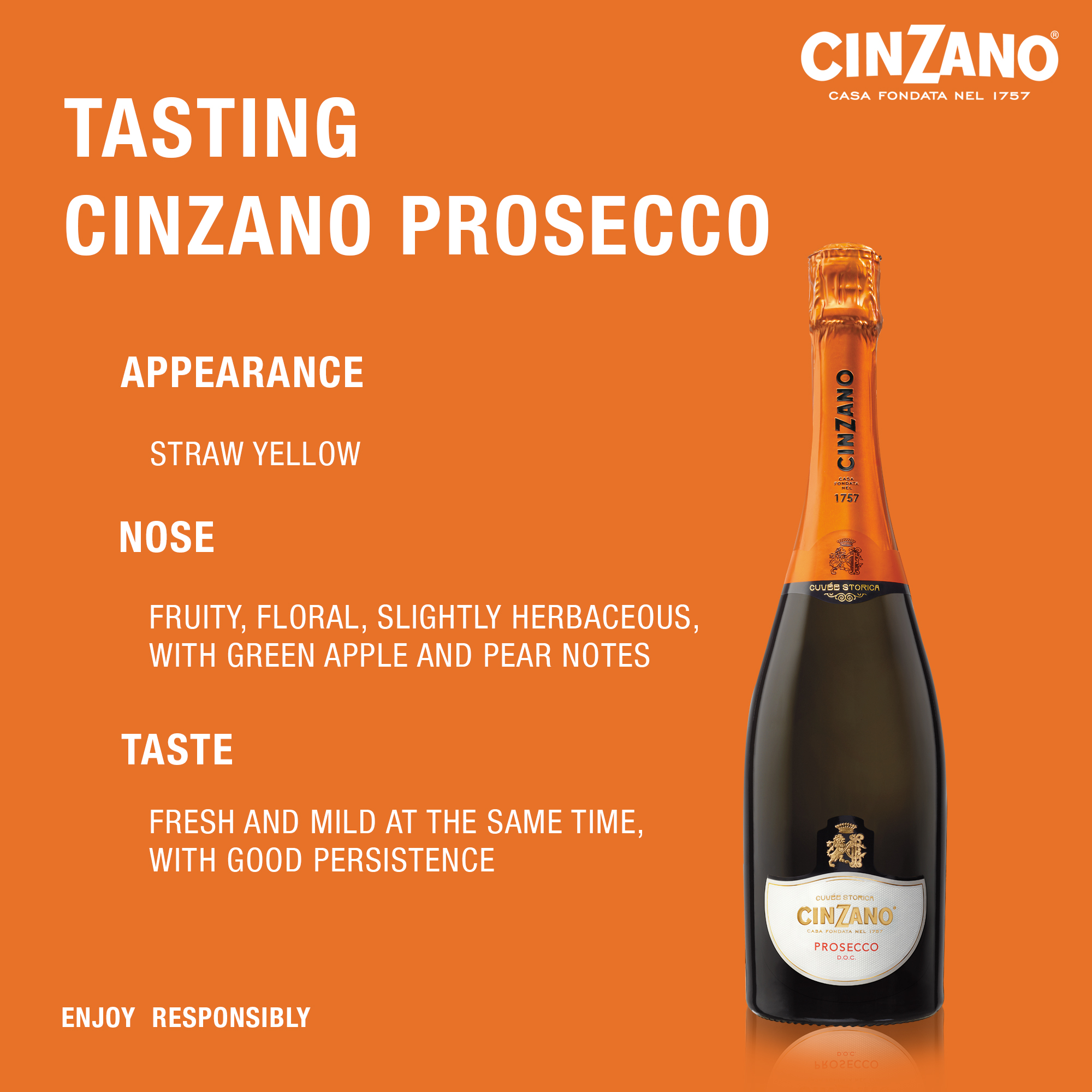 [Trên 18 tuổi] [Chính hãng] Rượu vang sủi Cinzano Prosecco D.O.C 11% 750ml