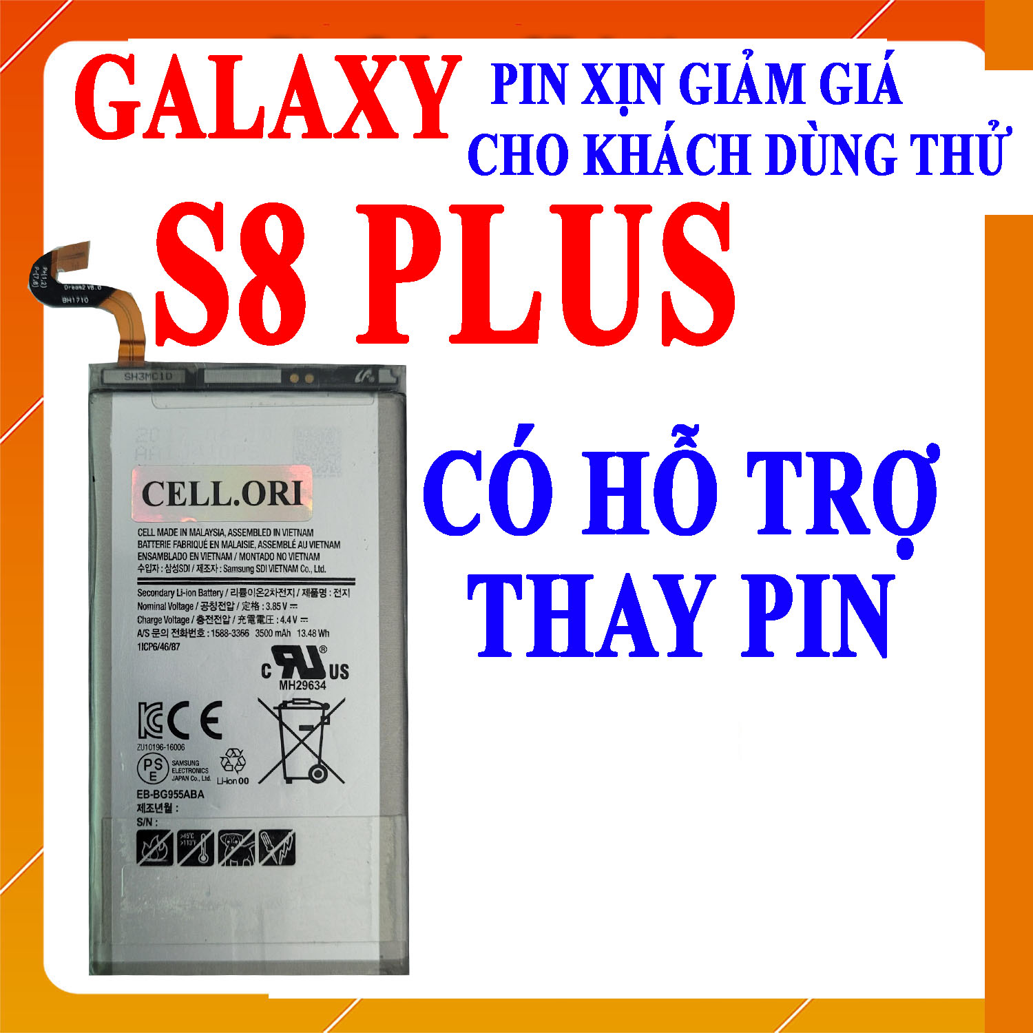 Pin scud cho samsung galaxy s8 plus eb-bg955abe dung lượng 3500mah