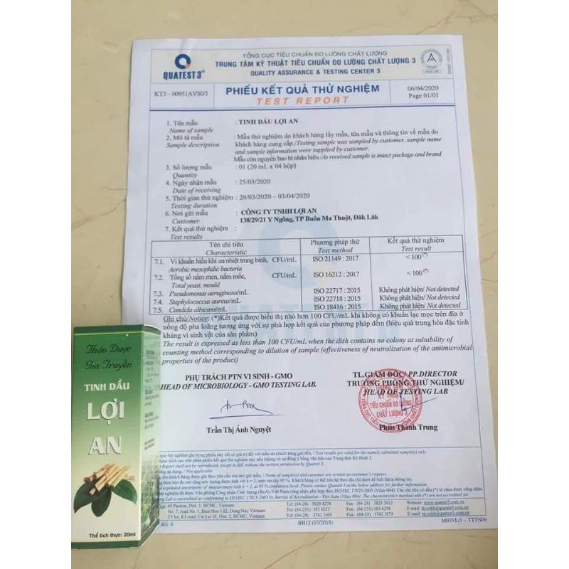 [Freeship] Tinh dầu Lợi An cho bé chính hãng