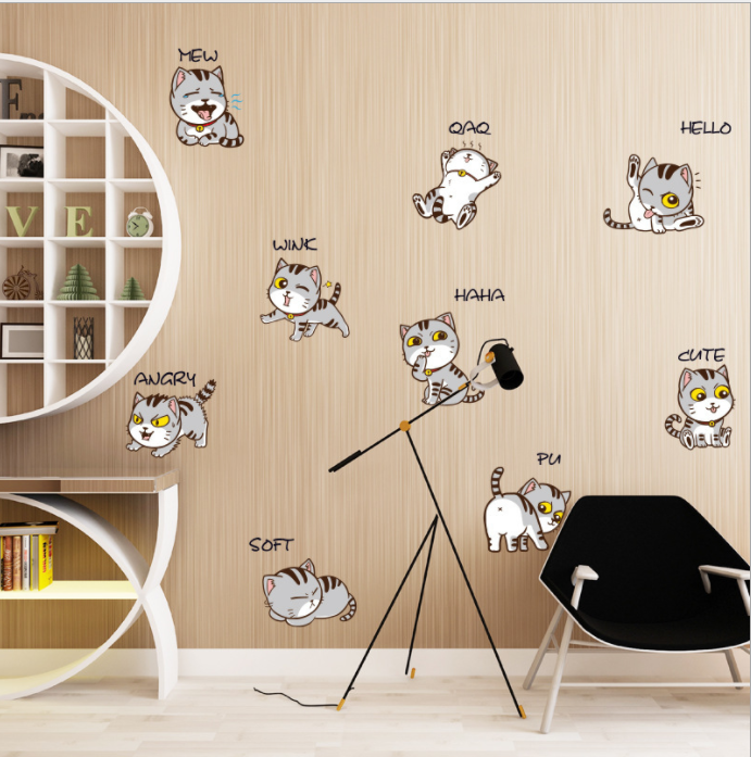 Decal dán tường trang trí - MÈO CON TINH NGHỊCH