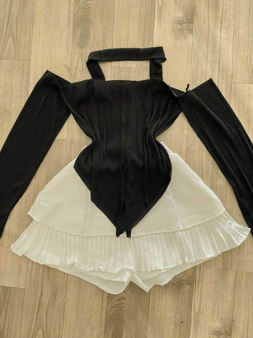 Áo kiểu tay dài kèm chocker sang xịn