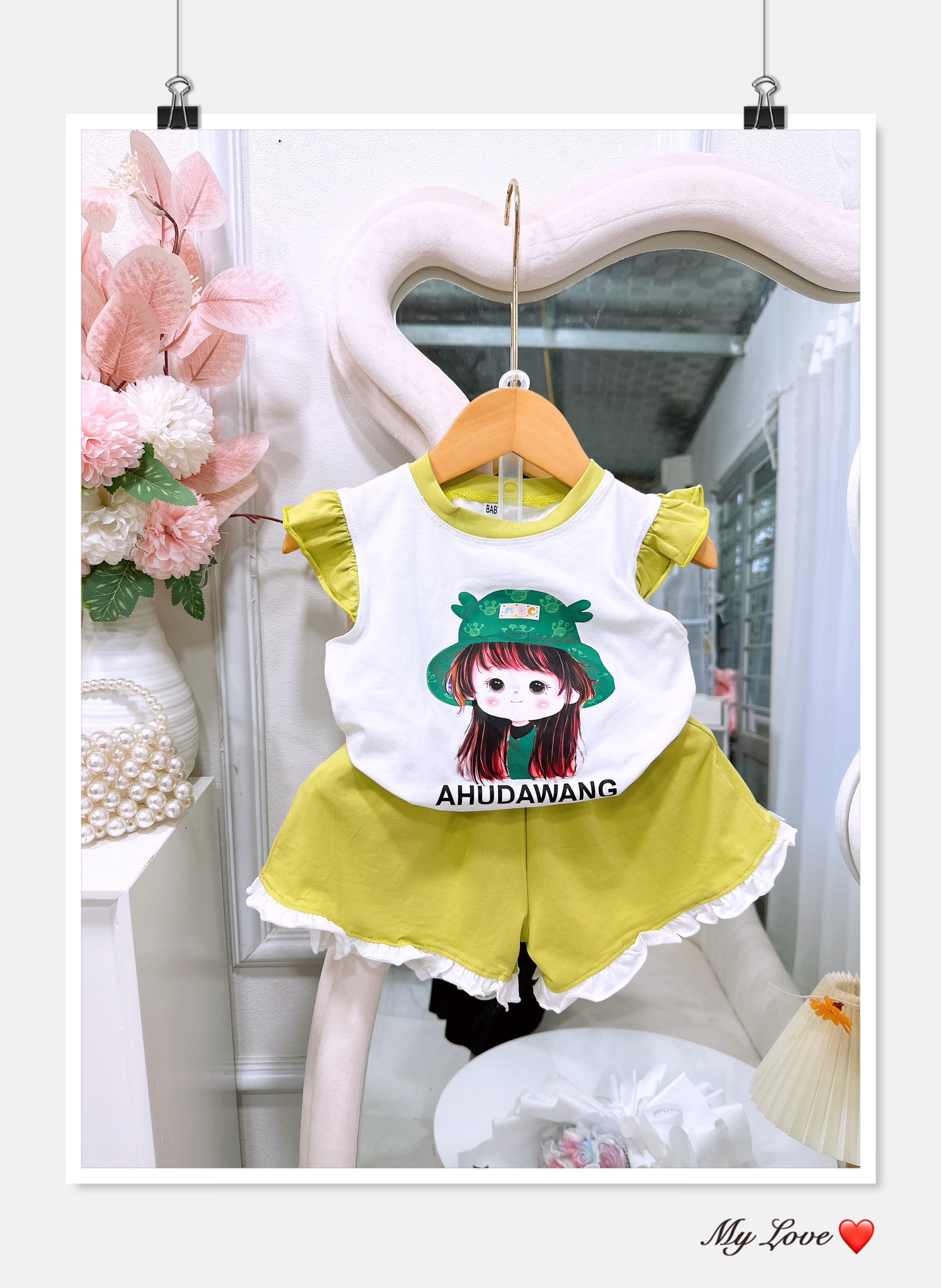 Bộ đồ bé gái bánh bèo dễ thương từ 8-20kg