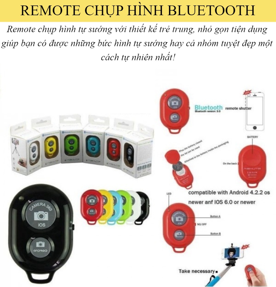 [ Mua 1 tặng 1 món quà ] Remote Bluetooth chụp hình từ xa cho điện thoại,máy ảnh