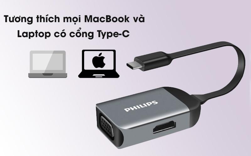 Adapter chuyển đổi USB-C 2 in 1 TNK73A Xám