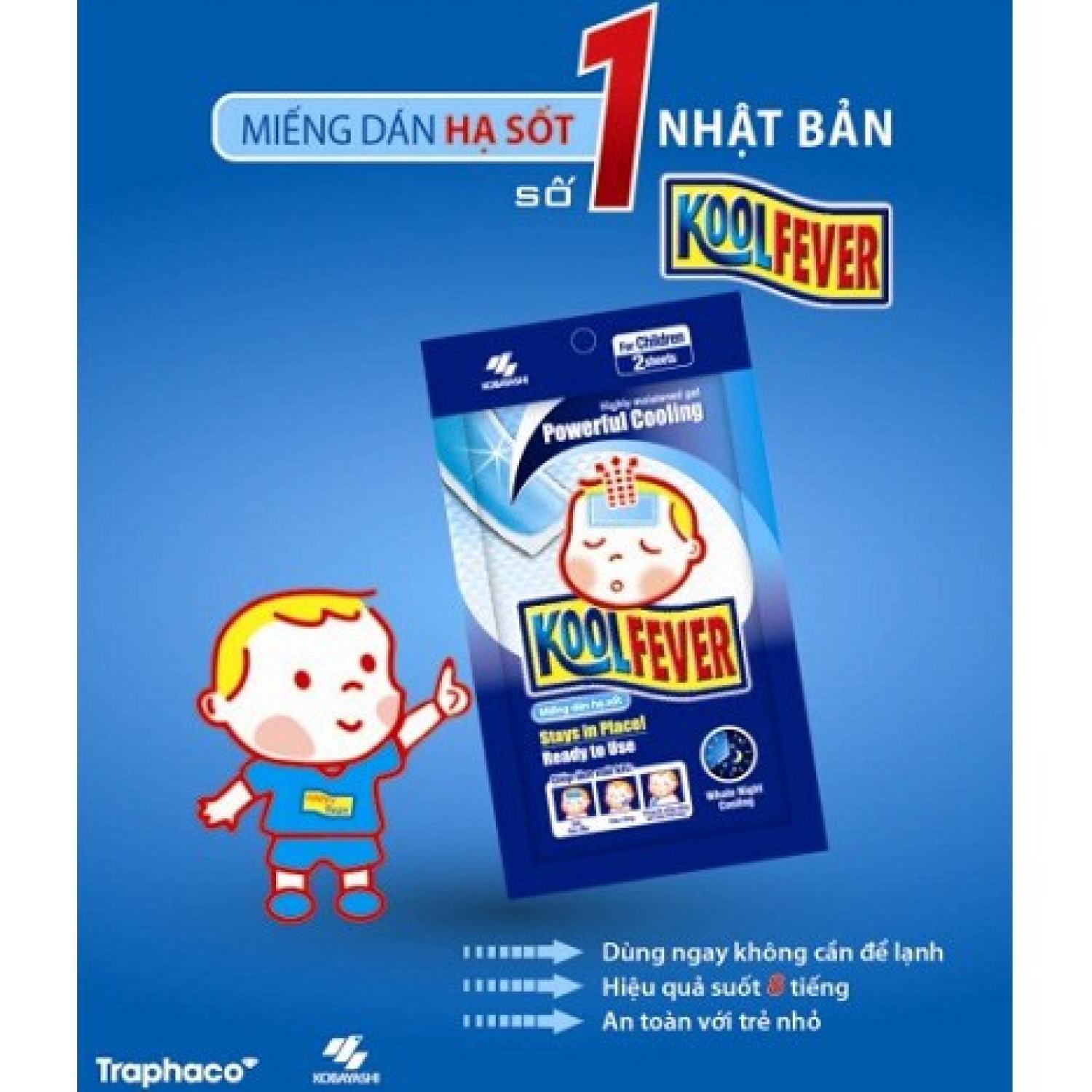 Miếng dán hạ sốt Koolfever( hộp 8 gói, 1 gói 2 miếng) [NHẬT BẢN]