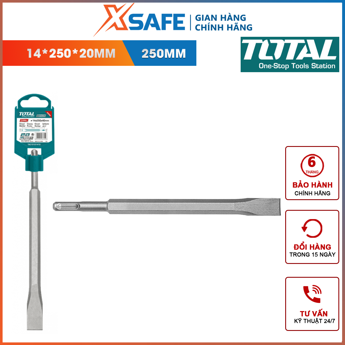 Chisel tip cleaner total TAC15121411 | chisel tip pack size 14x250x20mm chisel, carved the different hard surface such as walls, concrete