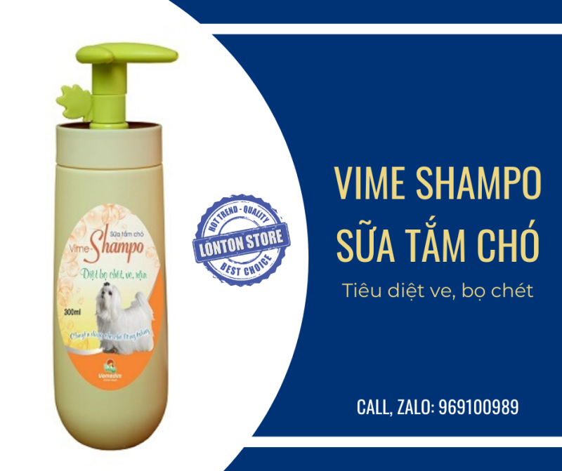 Vime Shampoo Sữa tắm chó, diệt ve chó (lông trắng)