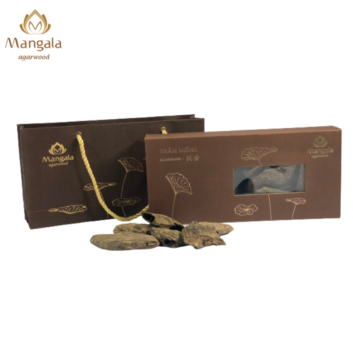 Box combo bass pieces-100gr-brown box-gift agarwood premium Mangala-raw material of frankincense pure, commitment to none aromatherapy and chemicals