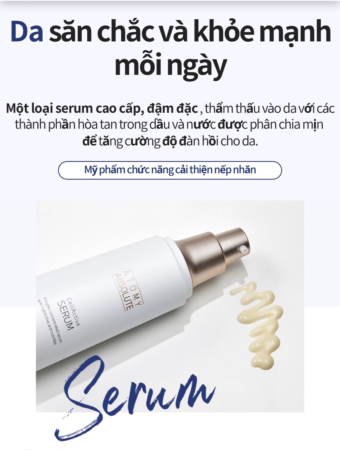 Tinh chất serum làm trắng và mờ các nếp nhăn da cho da mặt (loại cao cấp trong set 6)- Atomy Absolute Cellactive Serum 50 ml - 애터미 앱솔루트 셀랙티브 세럼 - Атоми СеллАктив Сыворотка