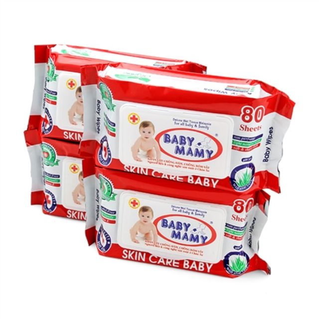 [HCM]Combo 5 bịch khăn giấy ướt baby wipes
