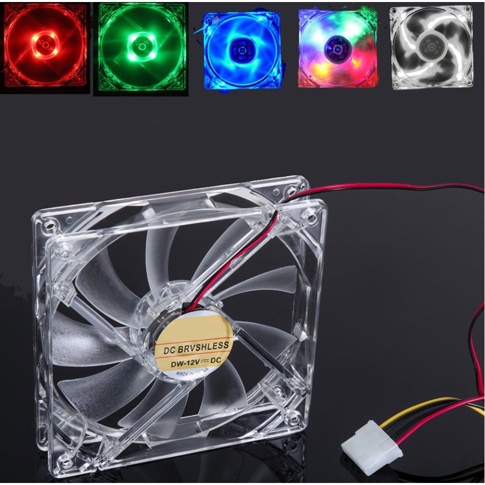 Quạt làm mát cho case 8cm (4 LED, trong suốt)