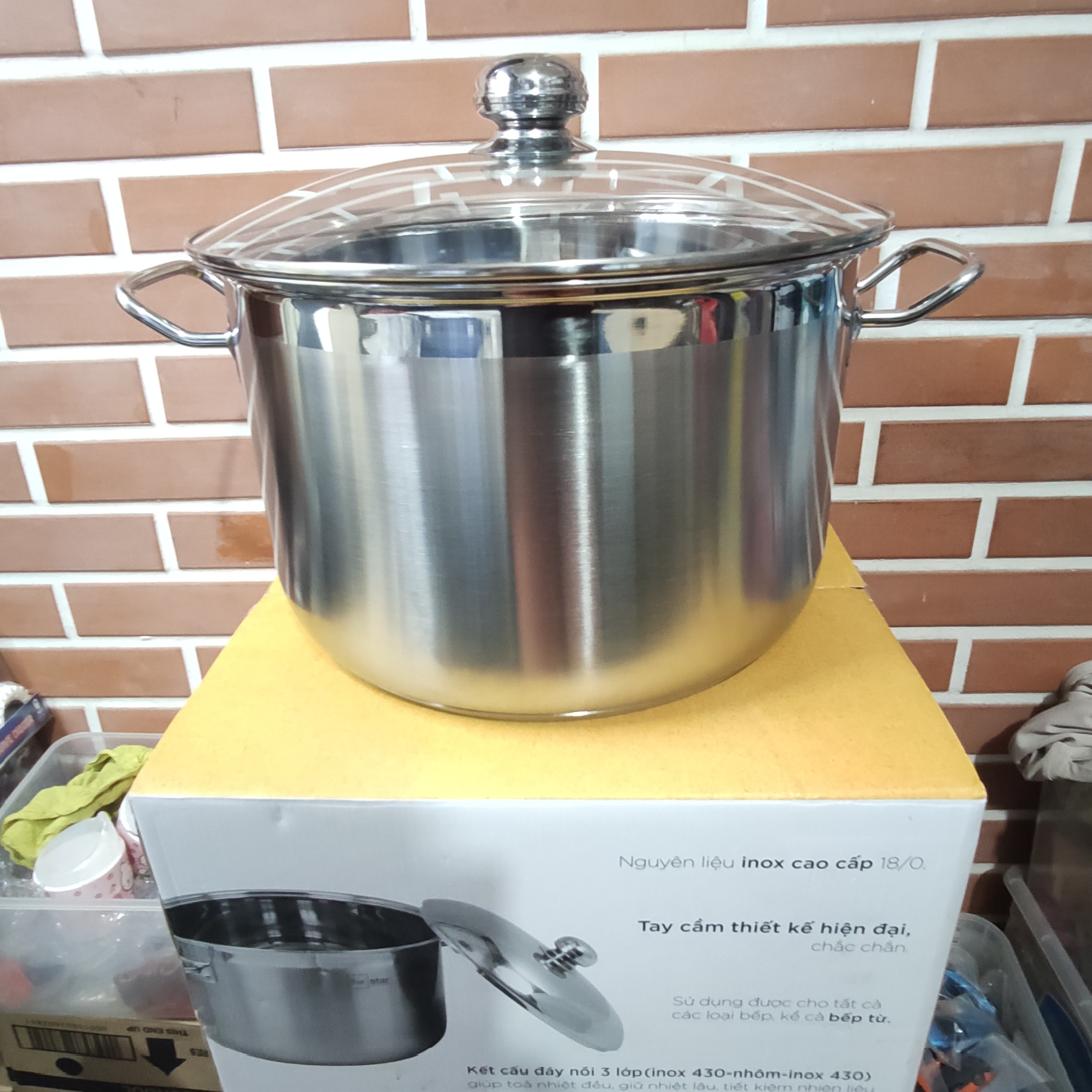 Nồi luộc gà, luộc bánh chưng Inox cao cấp Fivestar Tân Hợp Thành đường kính miệng 36cm dúng tích 20 lít dùng bếp từ - Bảo hành 60 tháng chính hãng