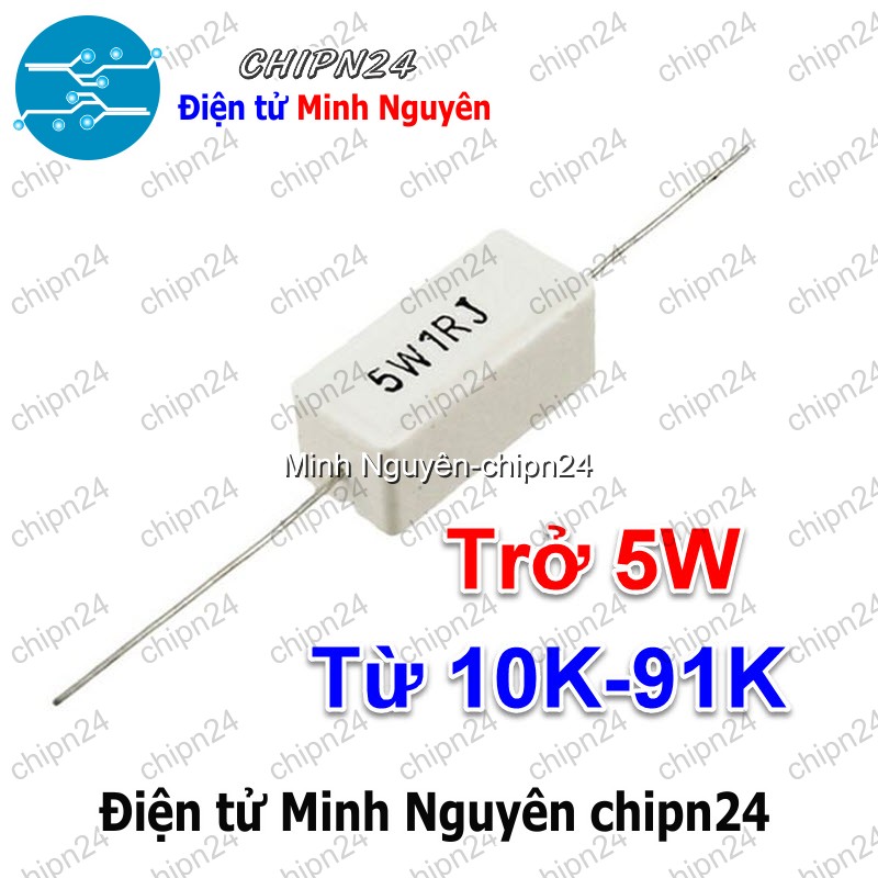 [3 con] (F321) Điện Trở Sứ 5W 5% Loại Nằm (Từ 10K đến 82K) - [Chọn Loại] - HHH.00405