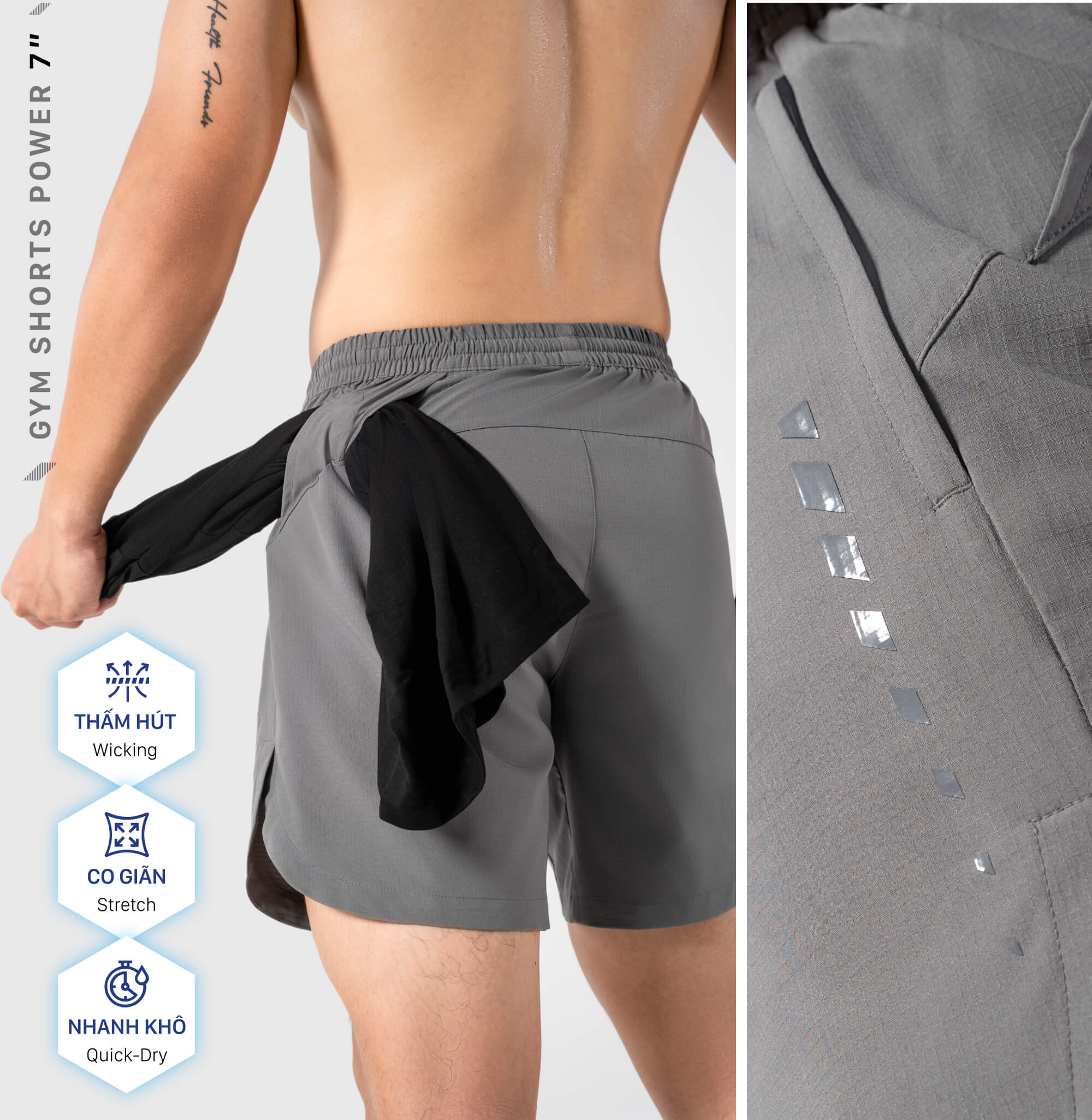 [CHỈ 20H 4-6.4 MUA 3 GIẢM 15%][OUTLET - Không đổi trả]Quần Short thể thao Gym 7'' Power - Coolmate