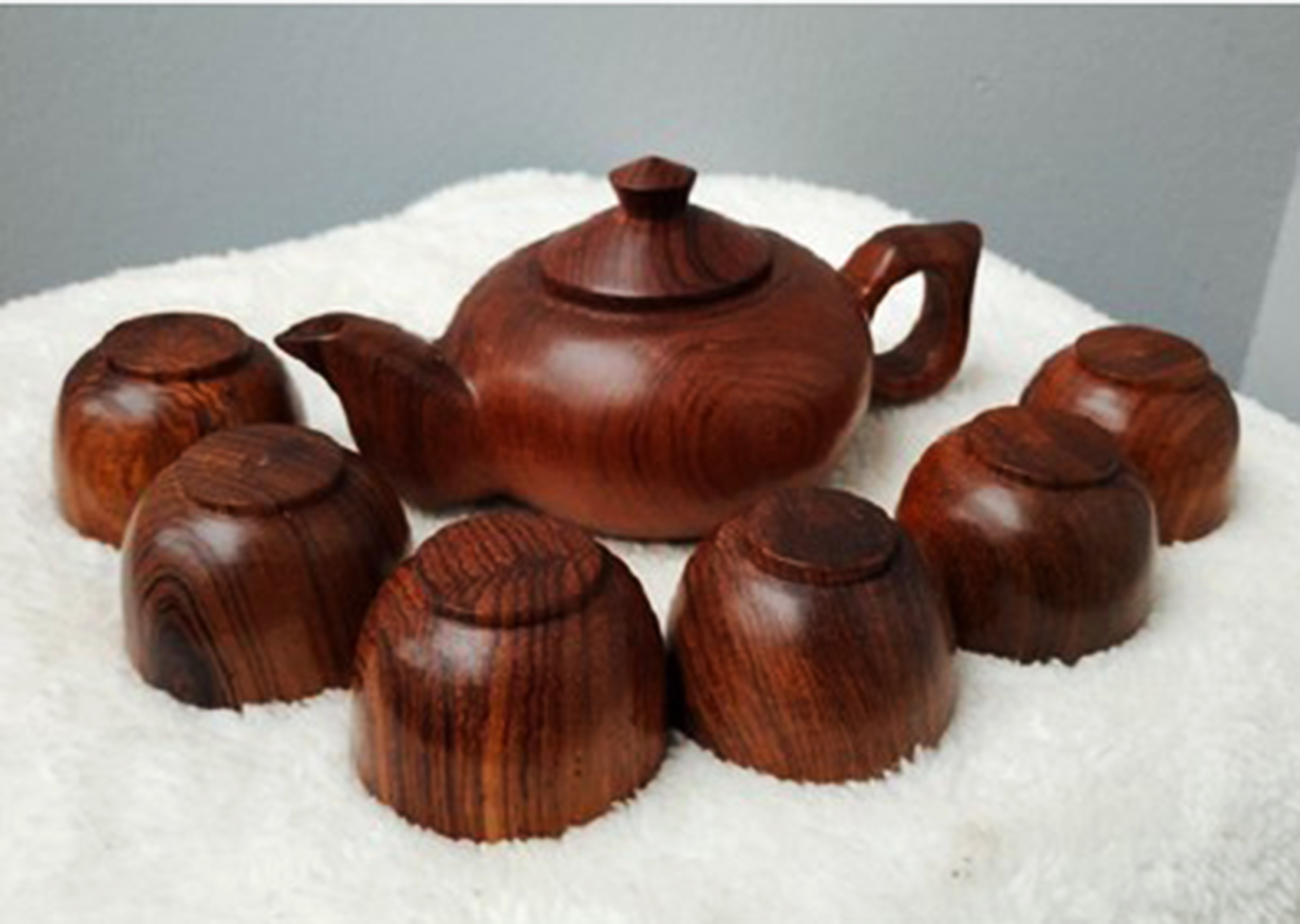Ấm chén gỗ hương Bộ ấm trà gỗ nguyên khối