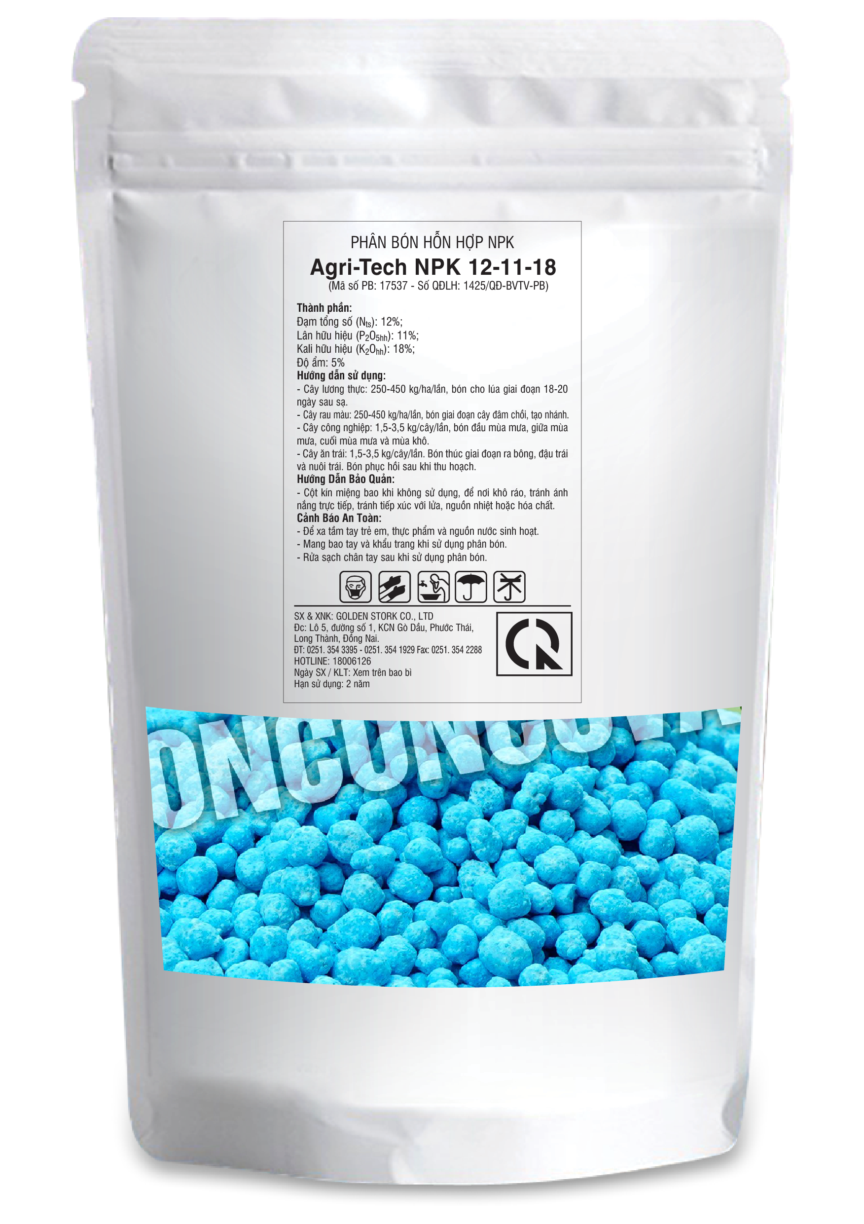 Phân bón Agri-Tech NPK 12-11-18+TE (1Kg)