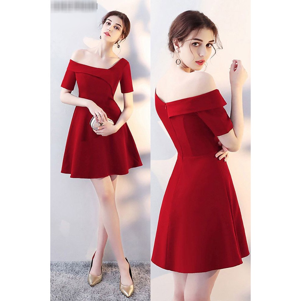 Zerasy - Đầm xòe lệch vai cổ cách điệu