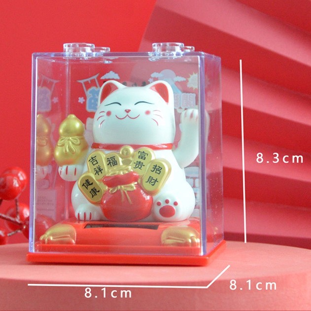 Mèo Thần Tài Vẫy Tay Dùng Năng Lượng Mặt Trời MS 335- Tài Vận Phú Quý Trưng Bàn Thờ Ông Địa Bàn Làm Việc