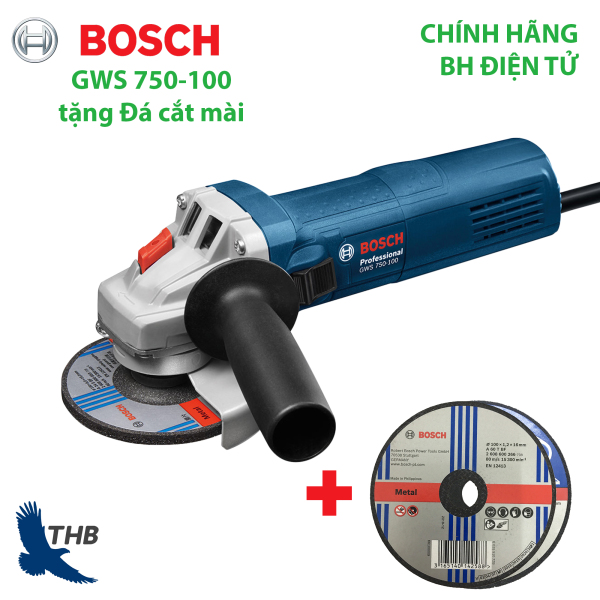 [TẶNG PHỤ KIỆN] Máy mài góc Máy cắt sắt cầm tay Bosch GWS 750-100 Công suất 750W Máy Heavy Duty bảo hành điện tử 12 tháng