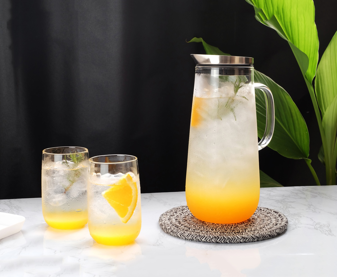 Bộ bình 4 ly thủy tinh nắp inox T67 1250mL