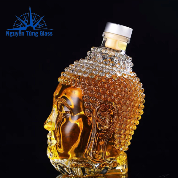 chai thuỷ tinh đựng rươu 750ml hình phật thủ