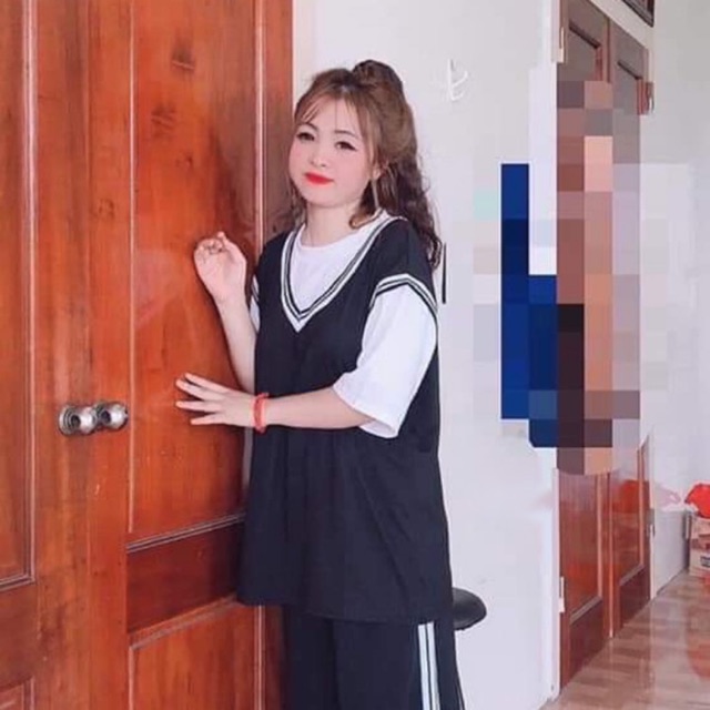 SIÊU PHẨM SÉT ÁO GILE VIỀN + QUẦN BA SỌC RỘNG RUBY 99