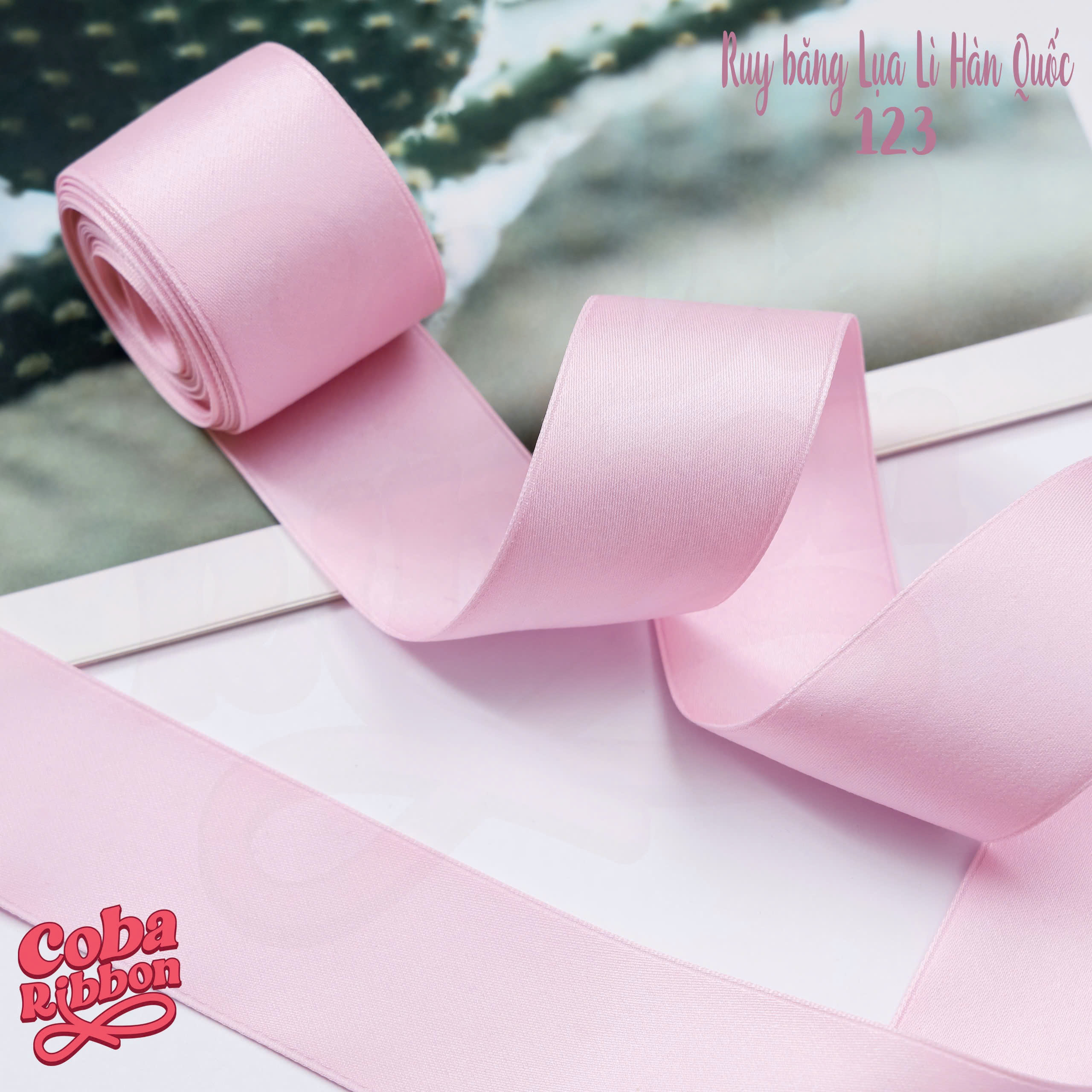 3 mét - Ruy băng lụa mờ Hàn Quốc 2 mặt dày dặn