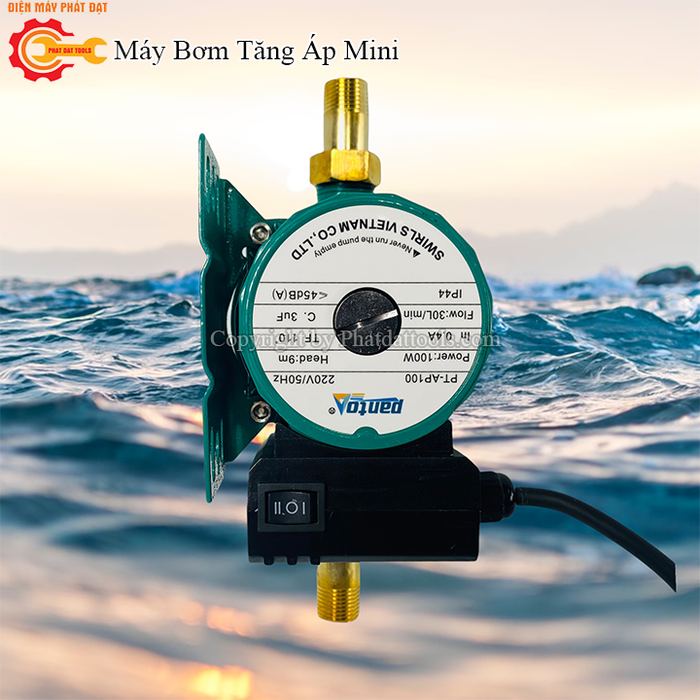 Máy bơm tăng áp mini chịu nước nóng swirls pt-ap100-bảo hành 6 tháng