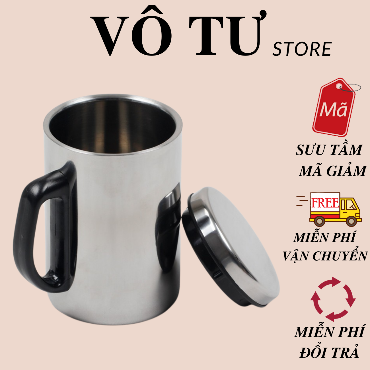 CA GIỮ NHIỆT INOX 500ML - LY UỐNG NƯỚC INOX CÓ NẮP ĐẬY 2 LỚP GIỮ NHIỆT 500ML