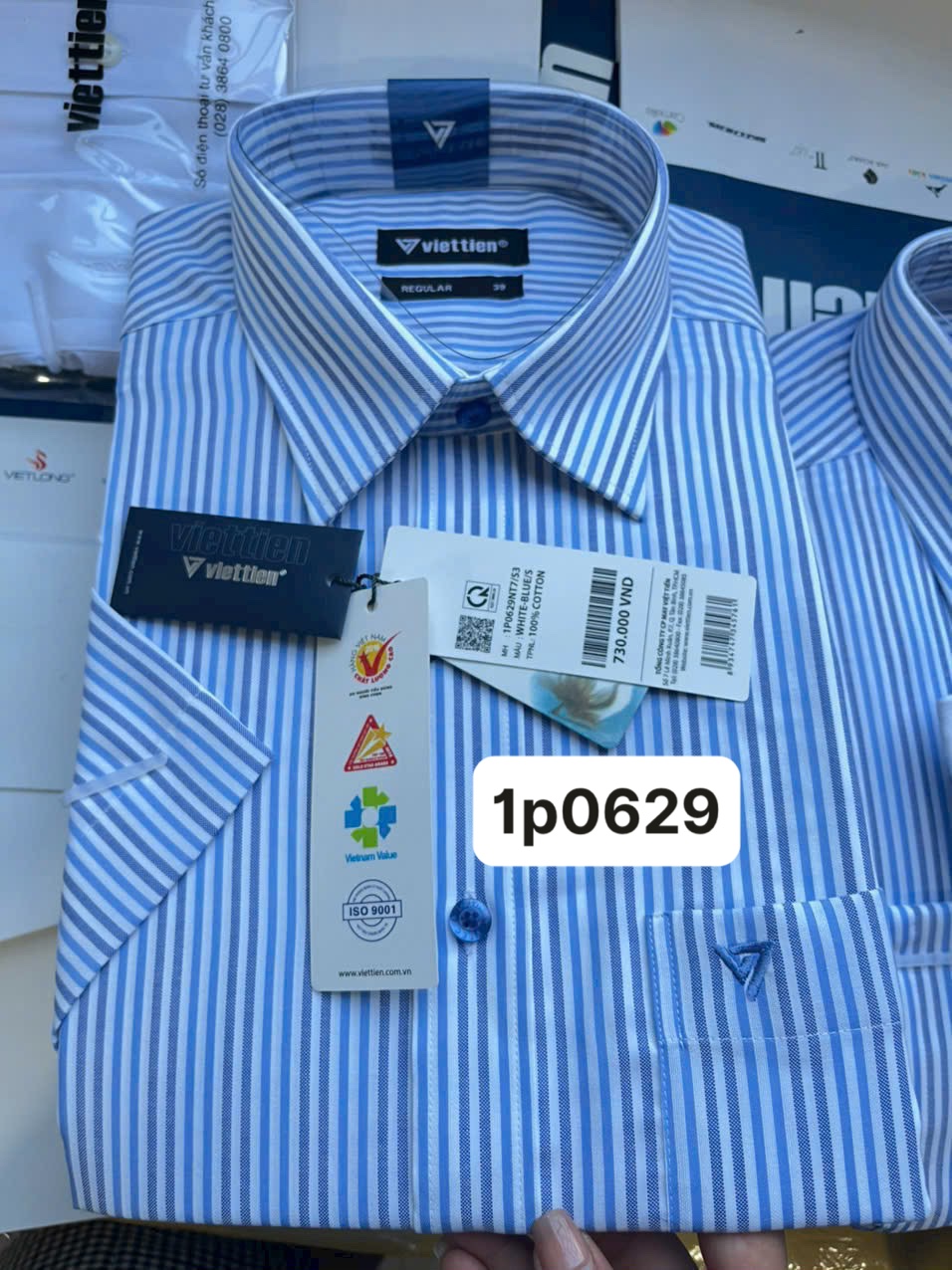 Áo sơ mi việt tiến ngắn tay giá 730k sale 400k