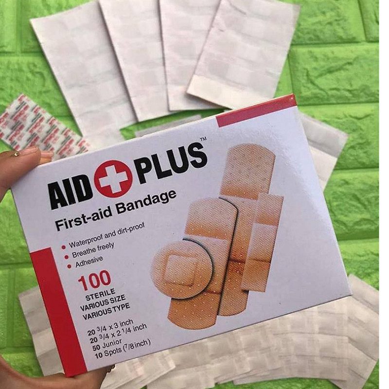 COMBO 1 HỘP 100C BĂNG CÁ NHÂN AID FIRST HÀNG NỘI ĐỊA-BĂNG KEO THÔNG THOÁNG ĐỘ DÍNH CAO, CO GIÃN TỐT ,GIÚP BẢO VỆ CÁC VẾT THƯƠNG NHỎ, VẾT TRẦY XƯỚC, RÁCH DA, VẾT KIM ĐÂM-BĂNG CÁ NHÂN CHẤT LƯỢNG,AN TOÀN-SẢN PHẨM THÔNG DỤNG.