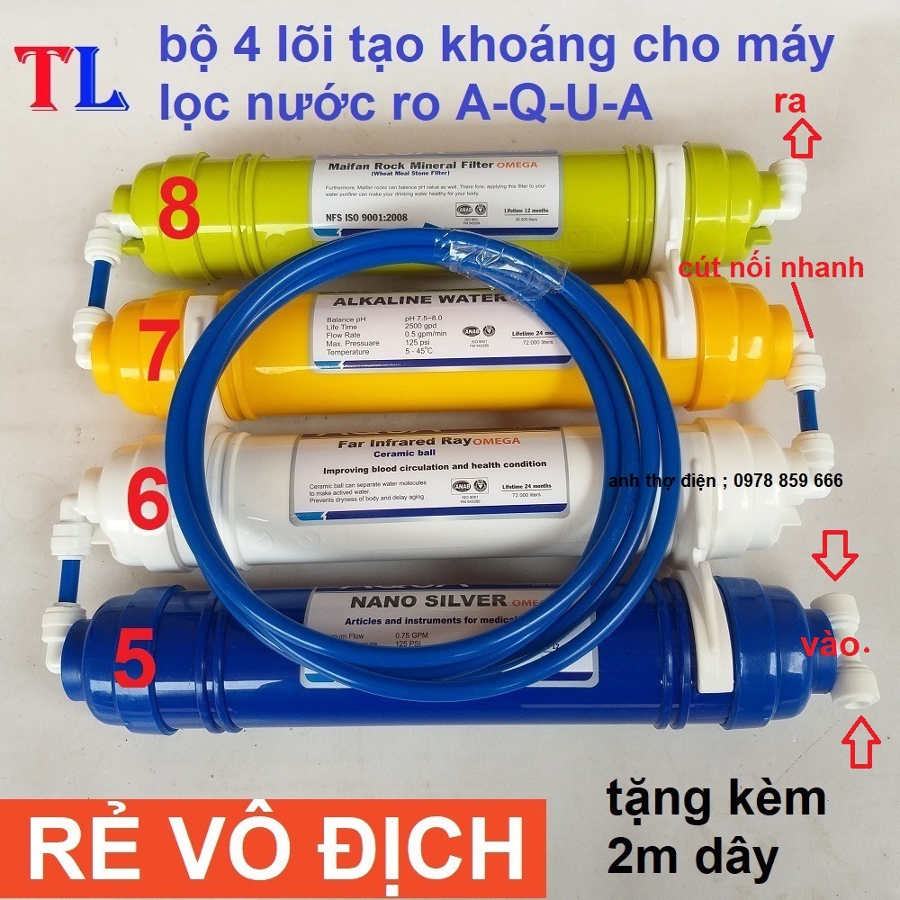 BÁO GIÁ Lõi Lọc Nước 4 5 6 | Shopee Lazada Sendo Tiki mới nhất 8 Combo 4 lõi lọc tạo khoáng máy lọc nước RO - lõi lọc nước 5-6-7-8