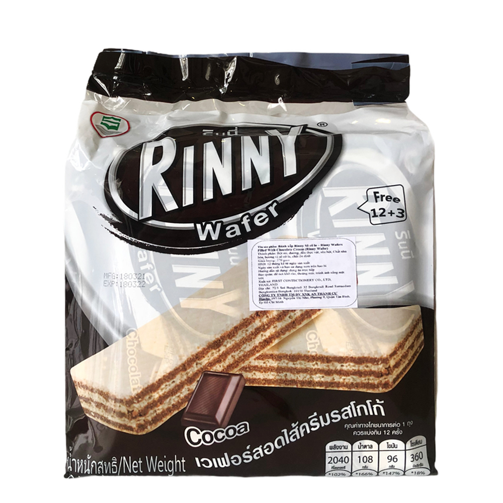 Bánh Kem Xốp Rinny Wafer Thái Lan (38gx15)