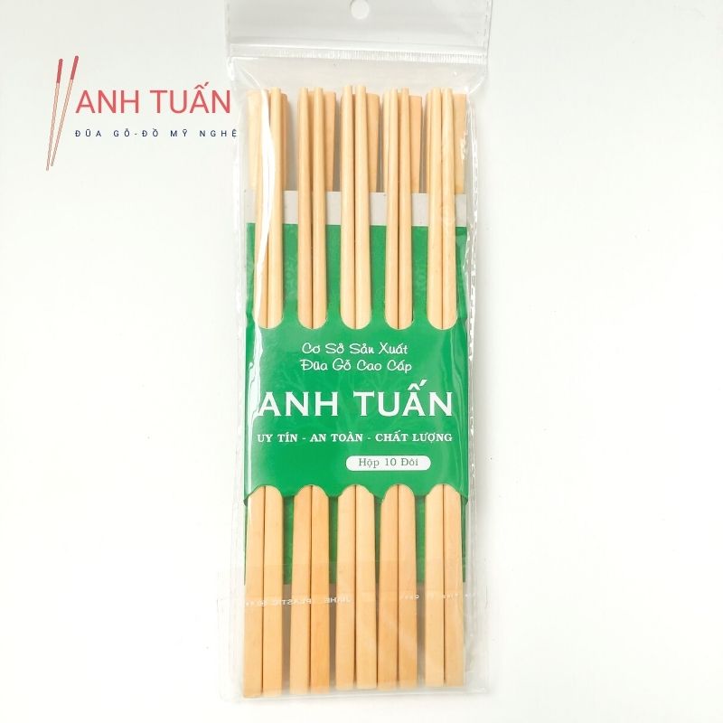 [Giá sỉ] Bộ 30 đôi đũa gỗ ăn cơm cao cấp đũa gỗ đầu nhọn LÁT HOA, đũa đẹp tự nhiên không hoá chất, không cong vênh, chống mốc, kháng khuẩn
