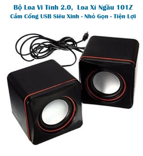 Bộ Loa Vi Tính 2.0,  Loa Xí Ngầu 101Z Cắm Cổng USB Siêu Xinh - Nhỏ Gọn - Tiện Lợi